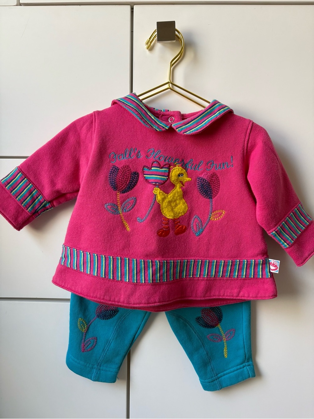 Vintage Sesame Street Pink & Teal Girls Matching Set